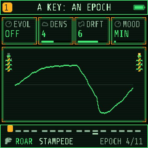 EPOCH: EVOL, DENS, DRFT and MOOD; the header says A KEY: AN EPOCH