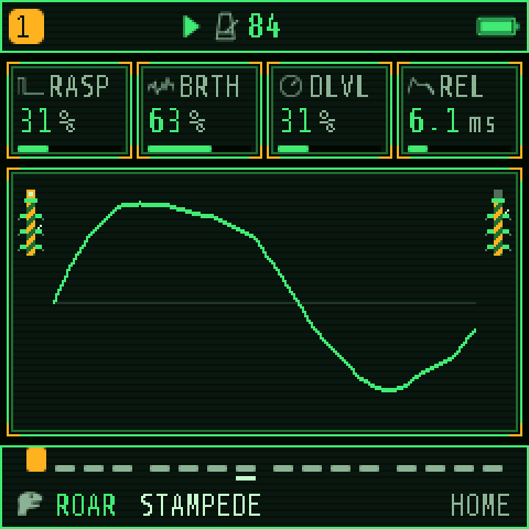 HOME with the HERD scene playing, track 1 selected: ROAR STAMPEDE