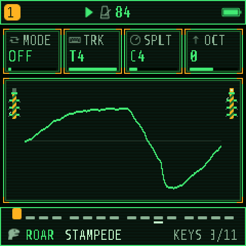 KEYS: MODE, TRK, SPLT and OCT