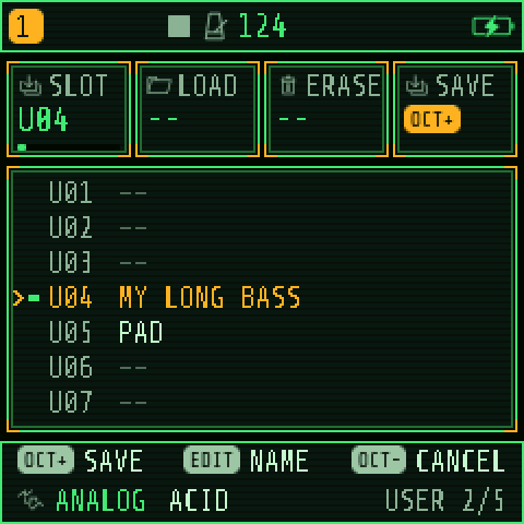 SAVE › USER: the user sound slots